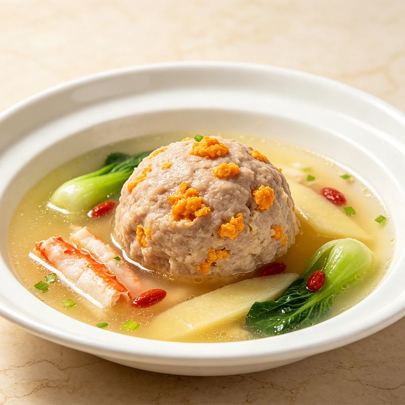 Frozen Crab Roe Pork Meatballs