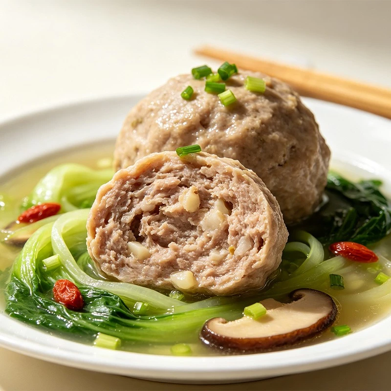 Frozen Pork Meatballs With Green Vegetables factory